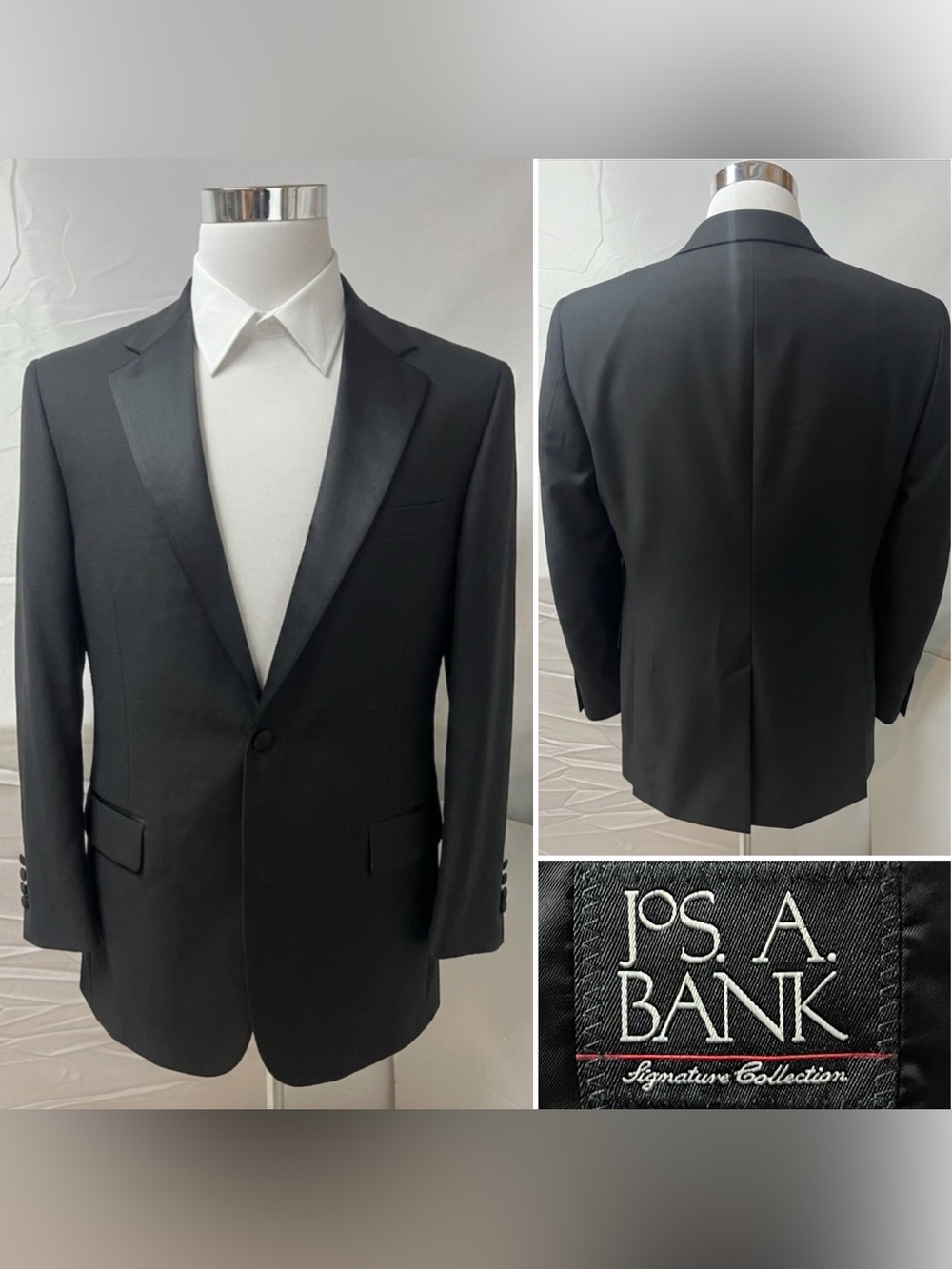 Jos. A. Bank Men's 40R Black Single Button Tuxedo Blazer Jacket Coat
